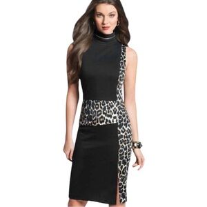 Carties | Sleeveless Black Knit Dress with Faux Leather & Gold Zipper Details